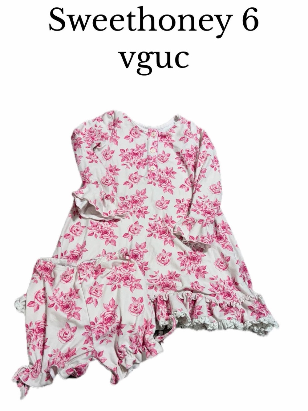 Sweethoney size 6 pink nightgown bloomer set loungewear